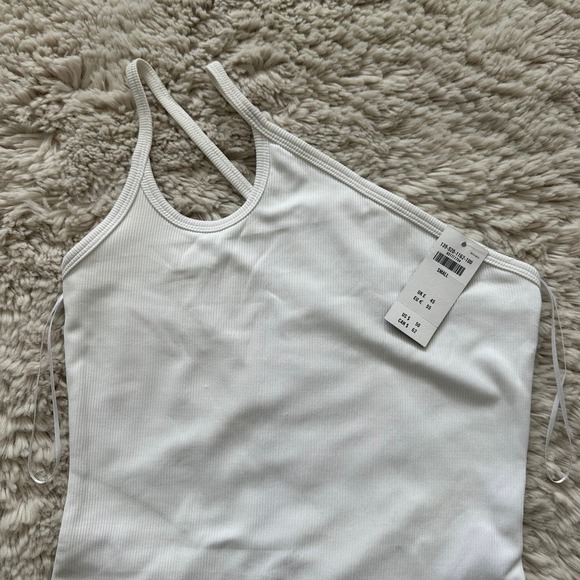 Abercrombie & Fitch One Shoulder Double Strap Thong Body Suit in White Sz Small - Picture 2 of 10